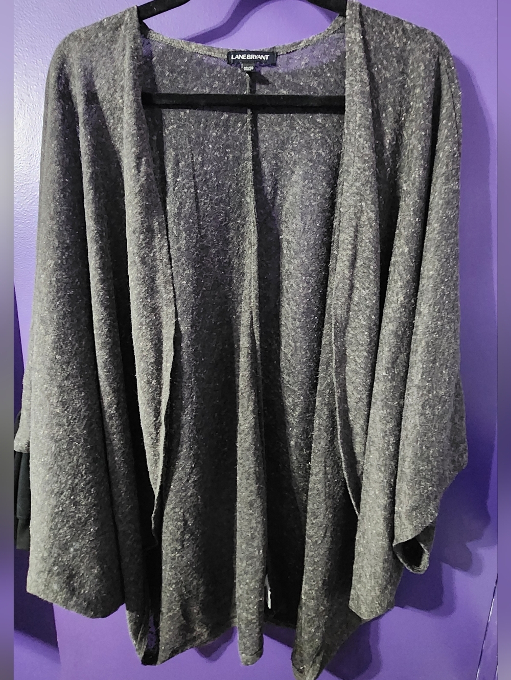 Lane Bryant Dark Gray Open-Front Draped Cardigan